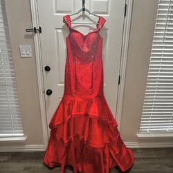 Red, Custom Stoned Evening Gown/Prom Dress