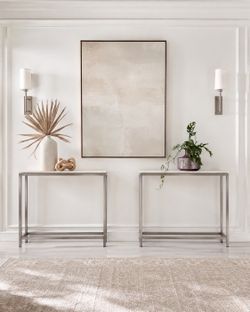 Crate and Barrel (2) Era Limestone Consoles