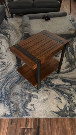 Wood and Metal End Table