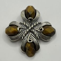 Carolyn Pollack Sterling Silver Faceted Tiger’s Eye Pendant/Brooch