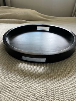 Black Acacia Wood Round Tray