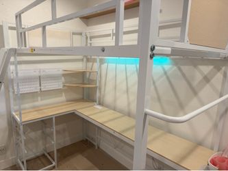 Twin size bunk bed desk combo