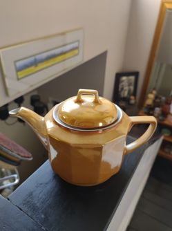 Find Porcelain Pearlized Orange Finished Teapot