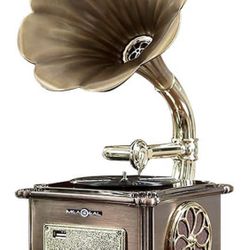 Mini Record Player with Aluminum Base Phonograph Bluetooth Speaker Britain Brown