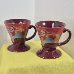 2 Vtg 1999 Frangelico Espresso Cups Linda Frichtel Artist Signed