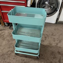 IKEA Raskog Utility Cart Teal Blue with Wheels