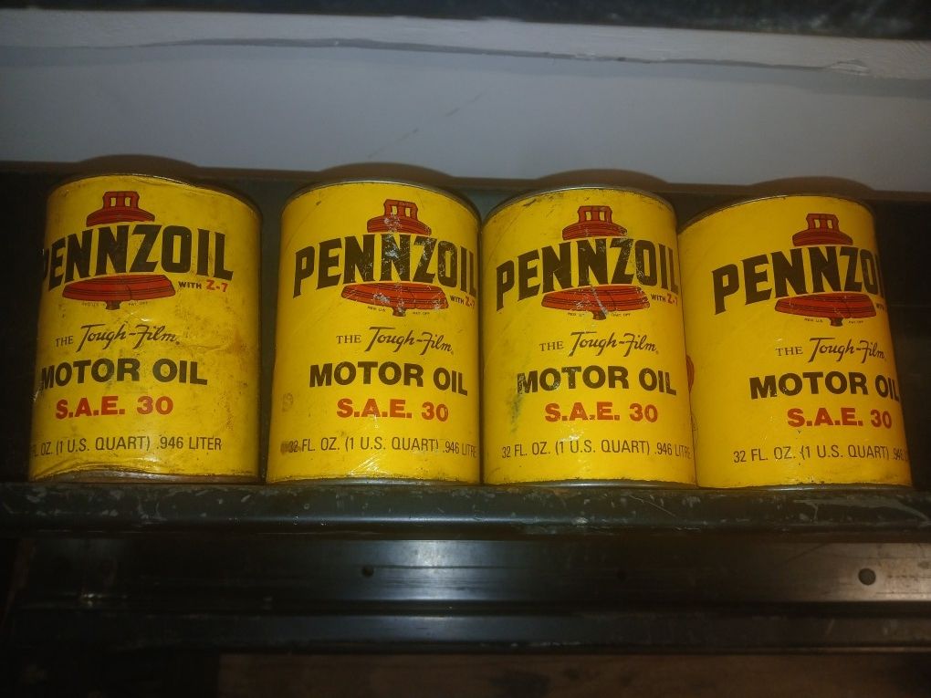 Antique Motor Oil Collectors Item 4 Cans Quart New Sealed