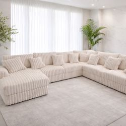 Brand New Elegant 3pc Xl Corduroy Sectional Set 