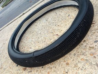Black Rhinestone Steering Wheel Cover