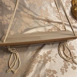Macramé Small Wood Shelf