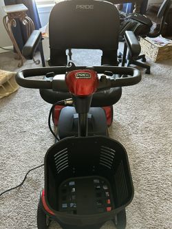 Pride Go Go Travel Scooter - Model S74 (Red / Black) - Folding Metal Wheelchair Ramps Included! ( 1) 4ft Ramp & (1) 2ft Ramp