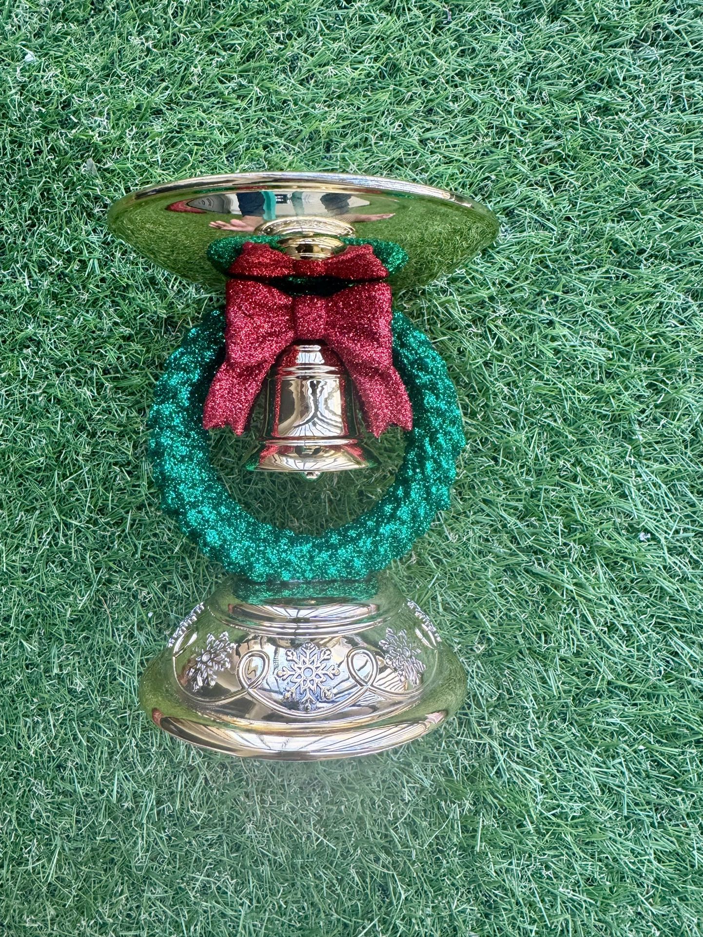 Christmas Wreath Large Candle Holder 