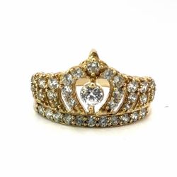 Woman’s Ladies 14k Yellow Gold CZ Cubic Zirconia Crown Ring Size 5 GP3122224