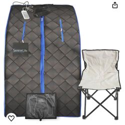 Portable Infrared Home Spa, One Person Sauna with Heating Foot Pad and Portable Chair