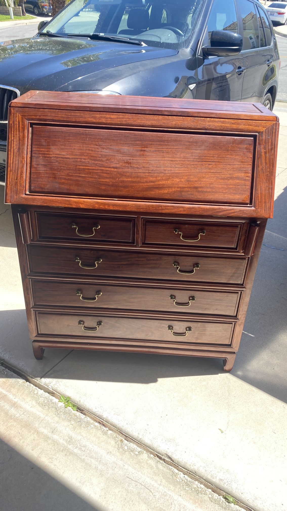 Chinese Antique Rosewood Drop Front Desk 