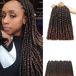 NEW Brand New  Pre-looped Passion Twist Crochet Hair 14 Inch 8 Packs,Long Shoulder Length Synthetic Spring Kinky Twist Braiding Hair Extensions  (14"-