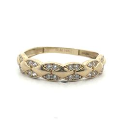 Woman’s Ladies 10k Yellow Gold White Stone Band Ring Size 7.5 GP3129219