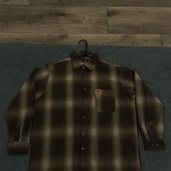 Brown Checkered Long sleeve Button-up FB County Flannel Size Medium