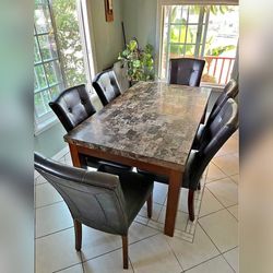 7- pieces Black top marble Dining set
