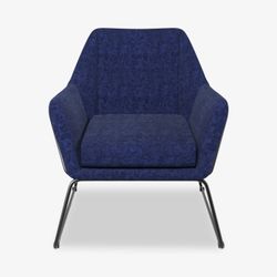 Feather Asher Accent Chair – Navy Upholstery, Black Metal Frame, 28” Wide, Mid-Century Modern Style