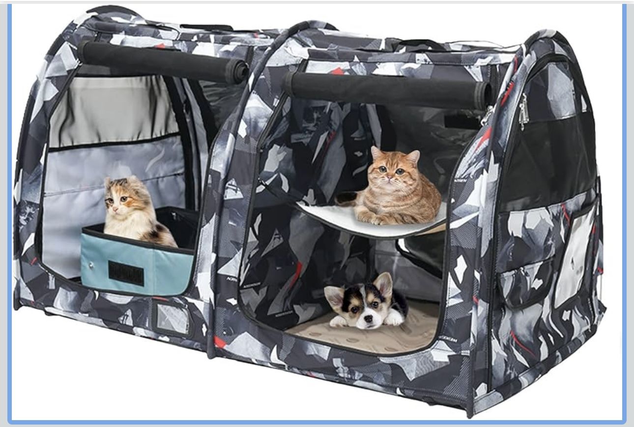 BNOSDM Outdoor Portable Twin Compartment Cat Carrier Bag/Condo