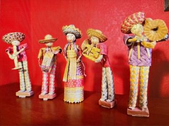 Vintage 1980’s Straw Mariachi Musicians with Singer.