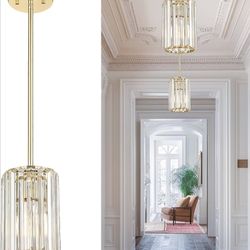Cylindrical Pendant Light - Champagne Gold Finish - K9 Elements