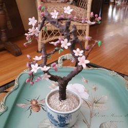 Vintage Mid Century Bonsai Cherry Blossom Tree, Japan