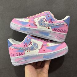 Nike Air Force 1'07 Low "Pink Daisy Nebula" Hand-painted Graffiti Custom Air Force 1