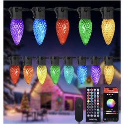 Brightever Smart C9 Christmas Lights Outdoor, 99FT 150 LED RGB Christmas String Lights with Remote and Music Sync APP Control, 105 Modes Connectable W