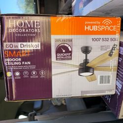 60" Smart Ceiling Fan w/ LED & Remote (Hubspace) – NEW – $150 OBO / $170