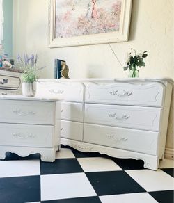 White French Provincial Dresser and Nightstand Set
