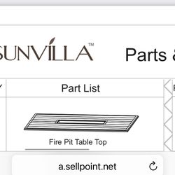 Sunvilla Lago Brisa Rectangular Fire pit Dining Table to