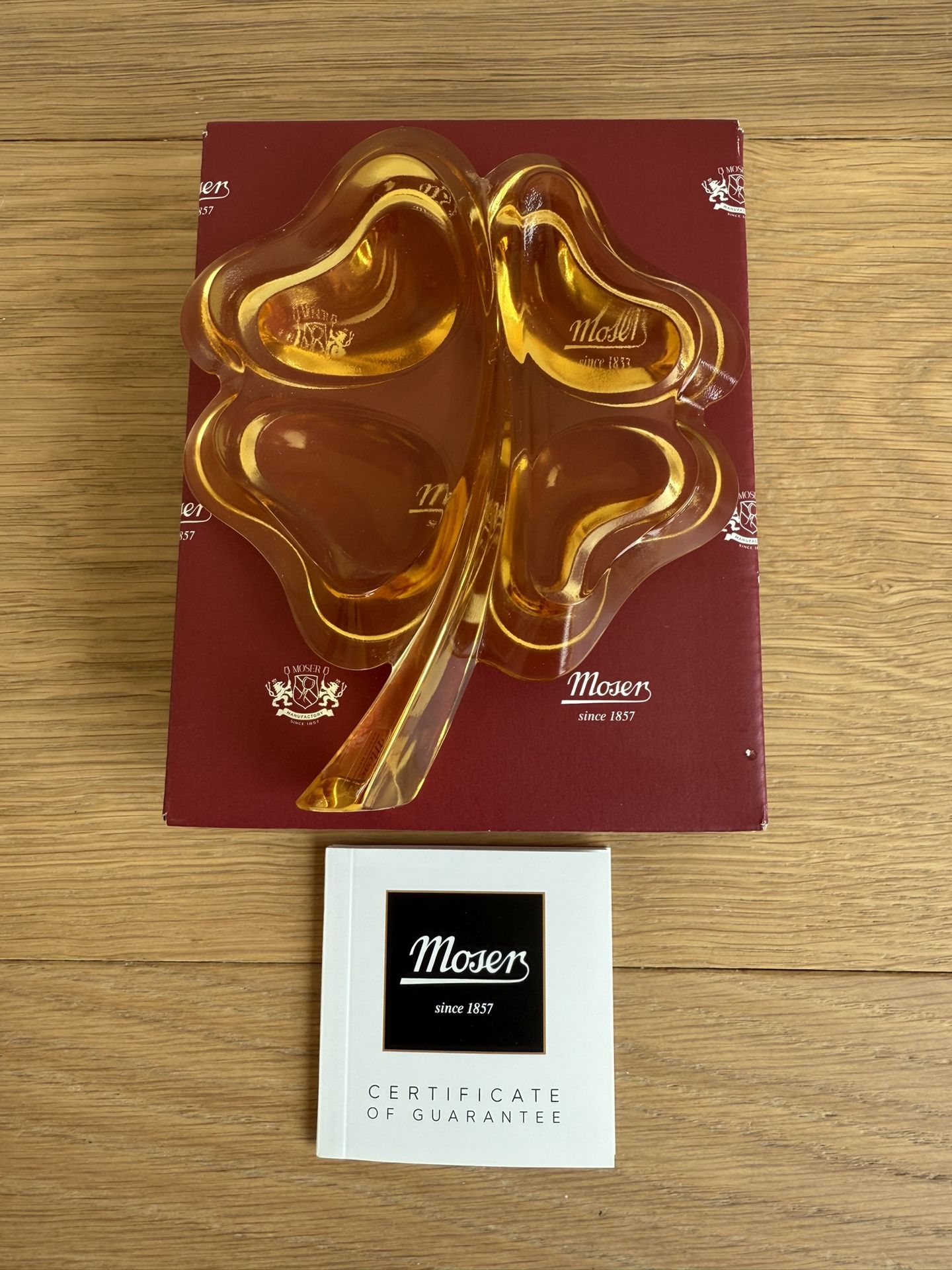 Moser Crystal Four-Leaf Clover Shamrock Four Leaf Amber Topaz Topas
