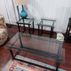 Glass Coffee Table And End Table Set