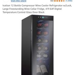 Ivation 12 Bottle Compressor Wine Cooler Refrigerator w/Lock