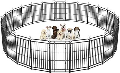 Heavy Duty Dog Playpen: 24 Steel Panels 47" Height, Square Steel Pipe with Reinforced Crossbars, 54FT 227 Sq.ft Portable Fence for Yard RV Camping, Sn