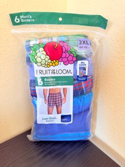 NEW Fruit of the Loom Men’s Boxers 6-Pack 2XL 44-46