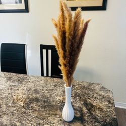 Dried Pampas Grass in White Ceramic Vase