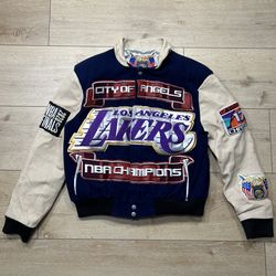 Jeff Hamilton Los Angeles Lakers 2020 Championship wool and leather jacket
