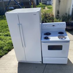 Two Doors Fridge And Electric Stove Oven Set 