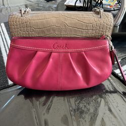 Large Pink Coach Wristlet (new) 