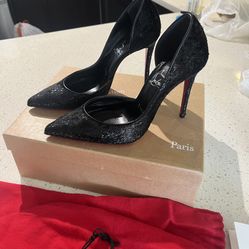 Christian Louboutin Iriza 100 Black Vel Papillon Heels
