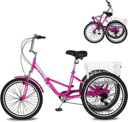 Adult Folding Tricycle 7 Speed 20/24/26 Inch Adult Tricycle