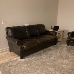 Brown Leather Sofa, And Loveseat 