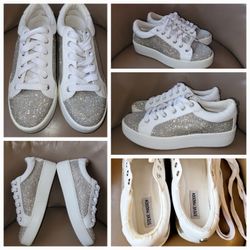 Steve Madden Bertie-R Rhinestone Leather Sneaker's Size 7M $20