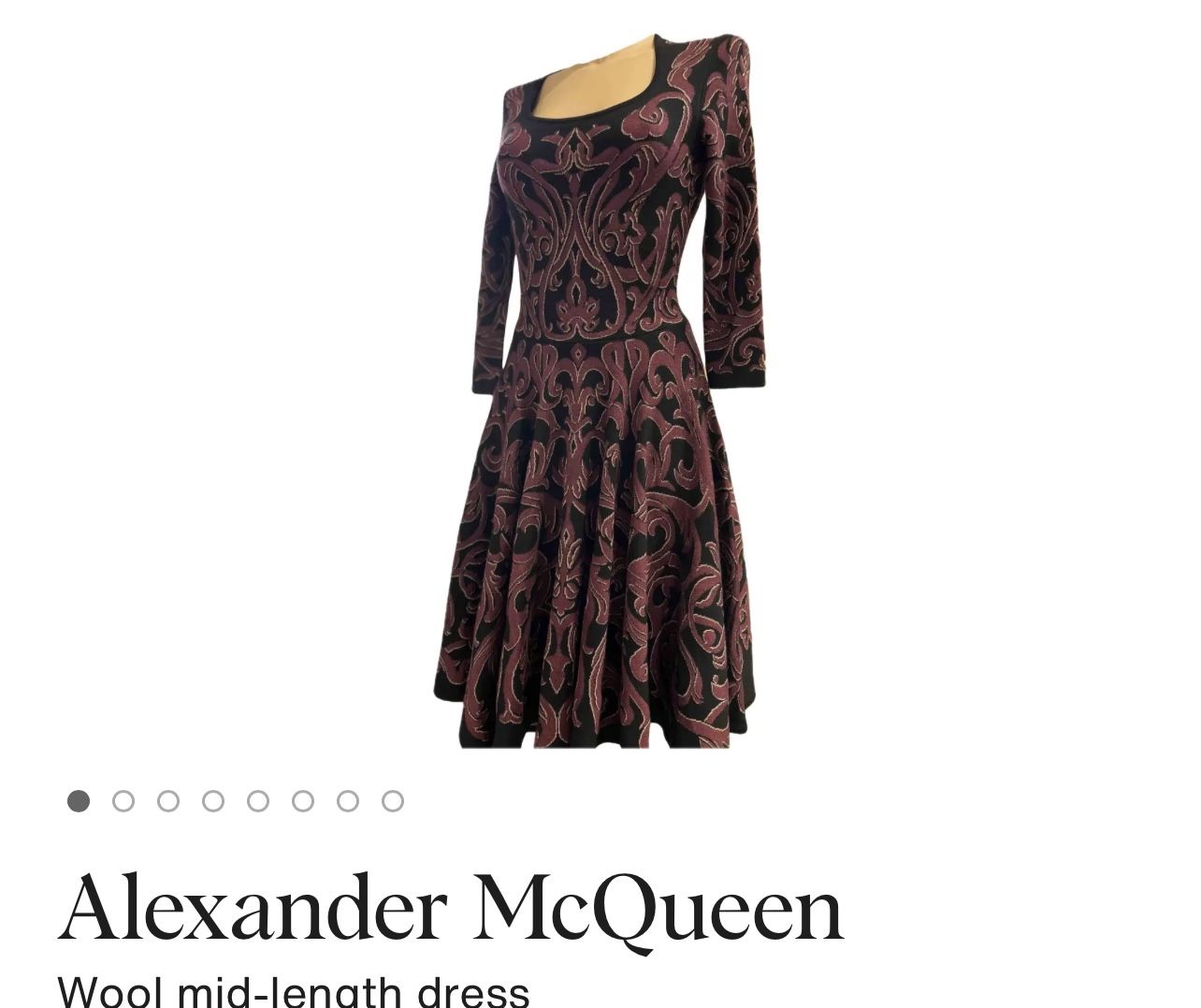 Alexander McQueen Burgundy Pleaded Mini Fit and Flare Dress Size Small