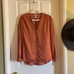 Satin-like Orange Blouse