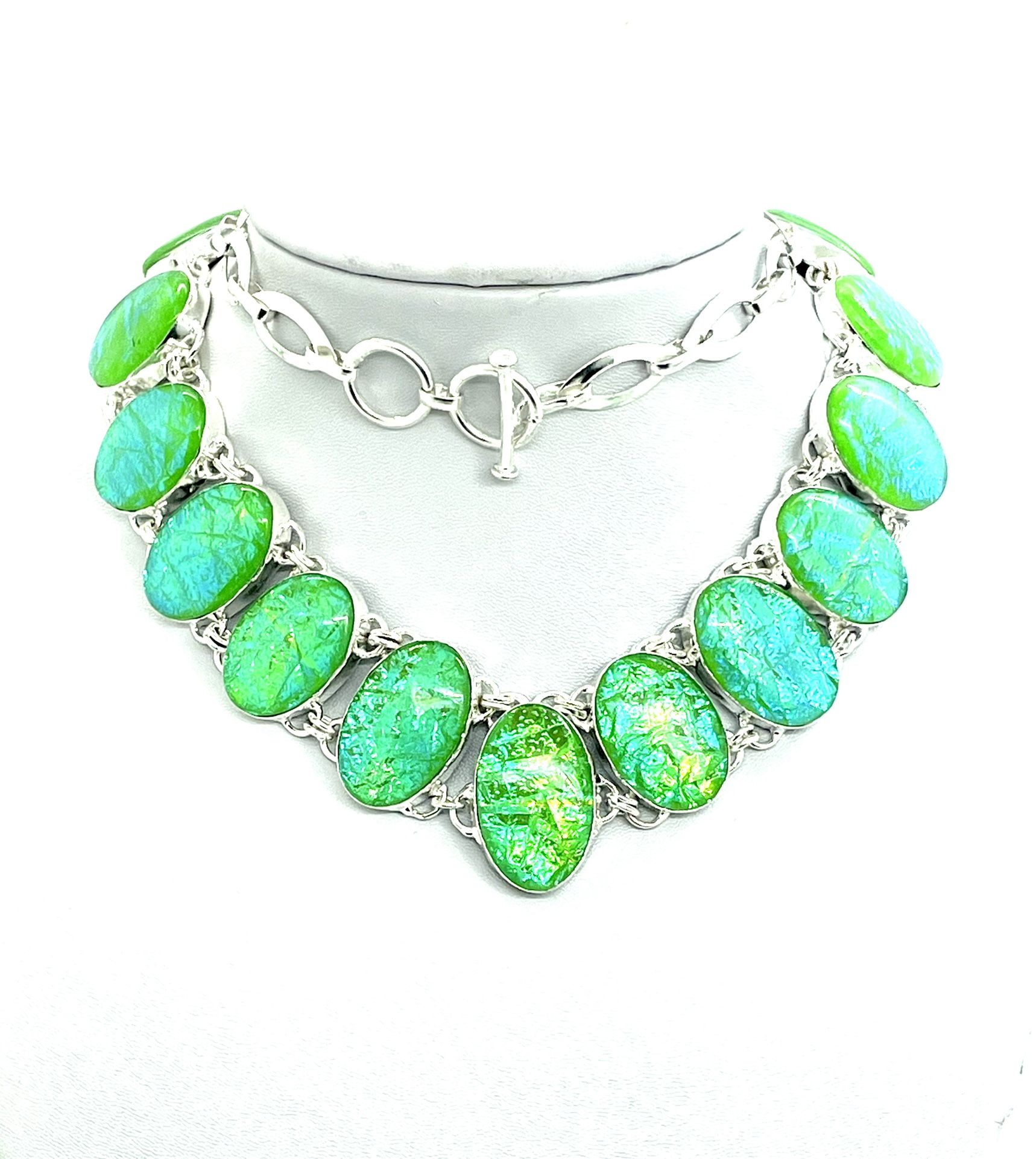  Ew Opal Silver Collar Necklace