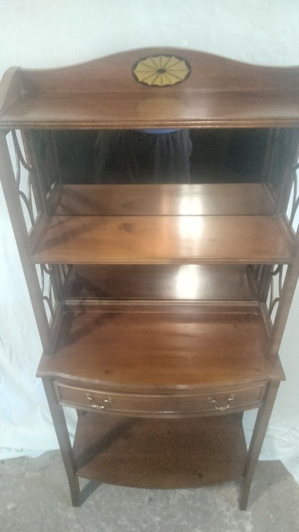 Tall Upright Wooden Shelving Unit / Made By LANE..58 Inches In Height... Beautiful Piece .